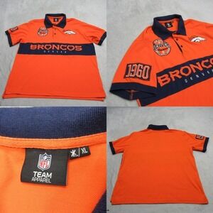 Vintage Denver Broncos Polo Shirt‎ Mens XL NFL Orange Short Sleeve Midweight 90s